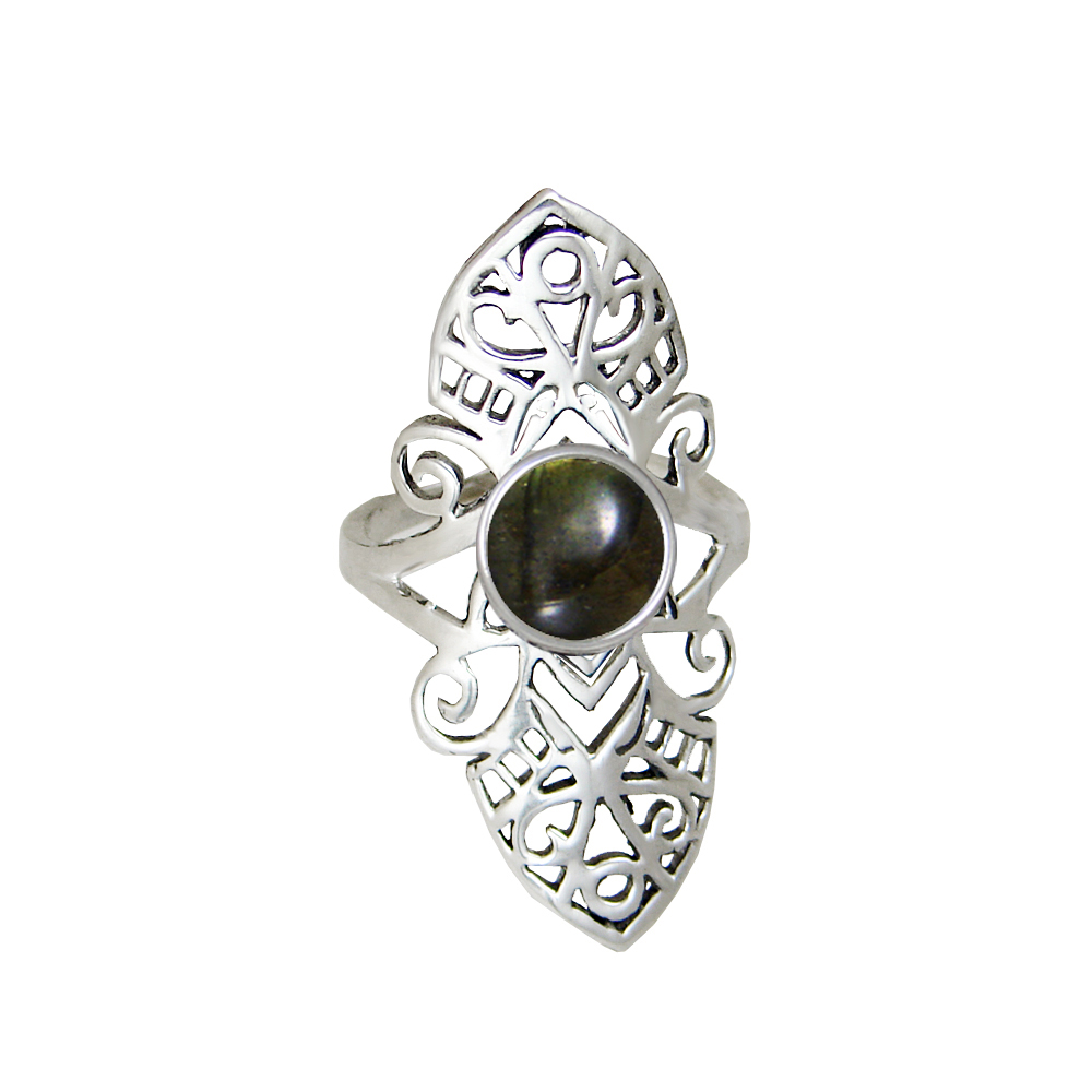 Sterling Silver Filigree Ring With Spectrolite Size 6